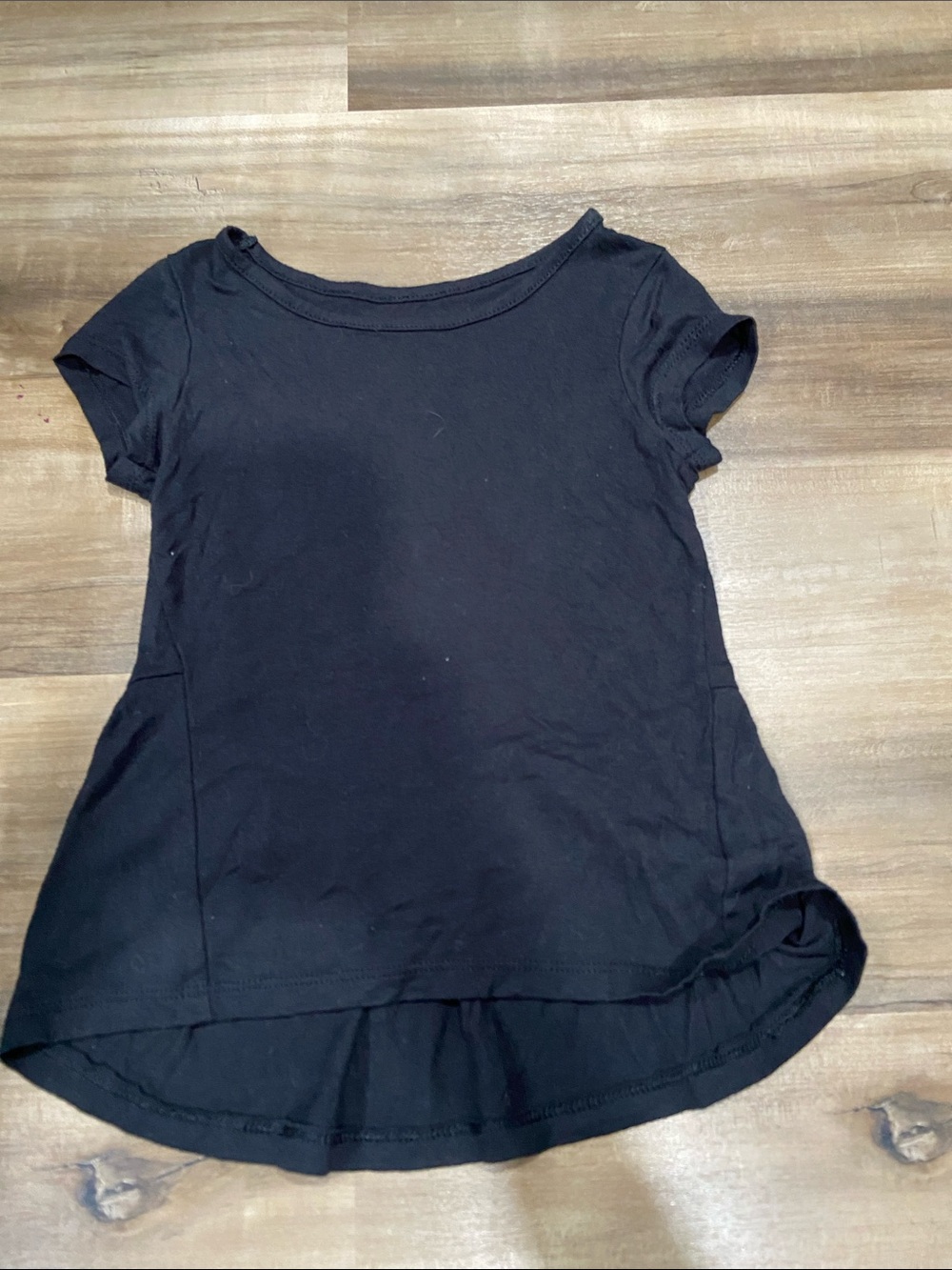 Girls' Black Short Sleeve Tee - Classic Scoop Neck